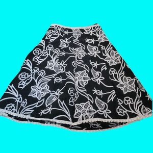 Elegant Black and White Floral Skirt